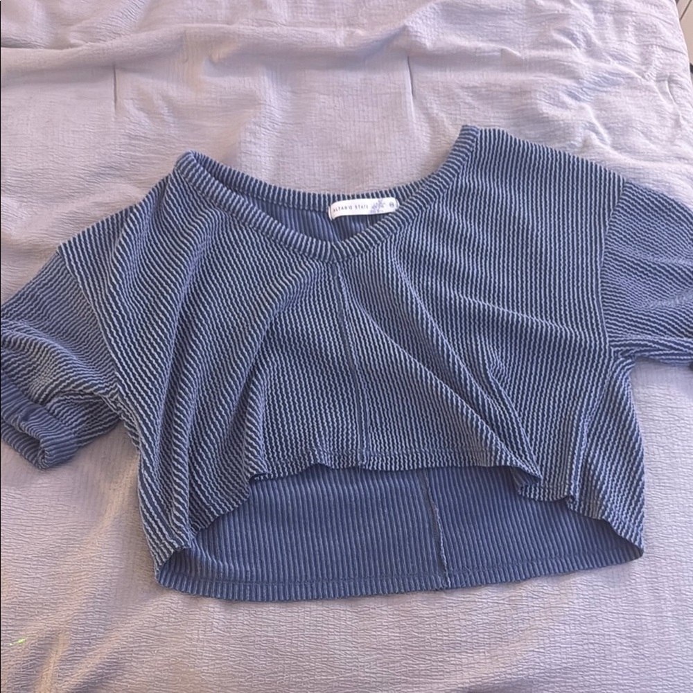 Urban Outfitters Gray Ribbed Crop T-Shirt